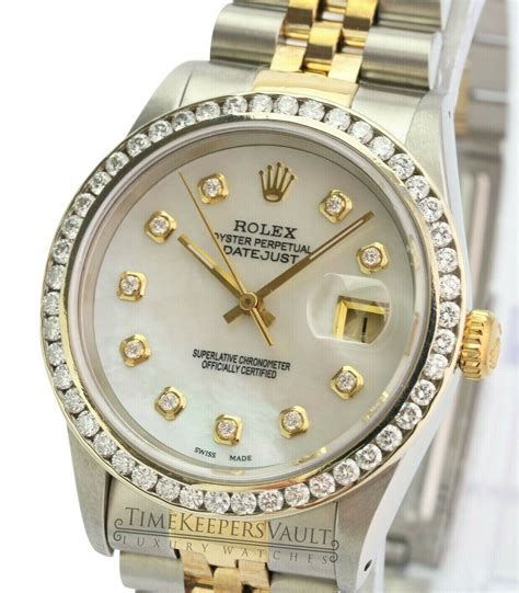 rolex datejust two-tone 36mm|Rolex 36mm Datejust diamond bezel.